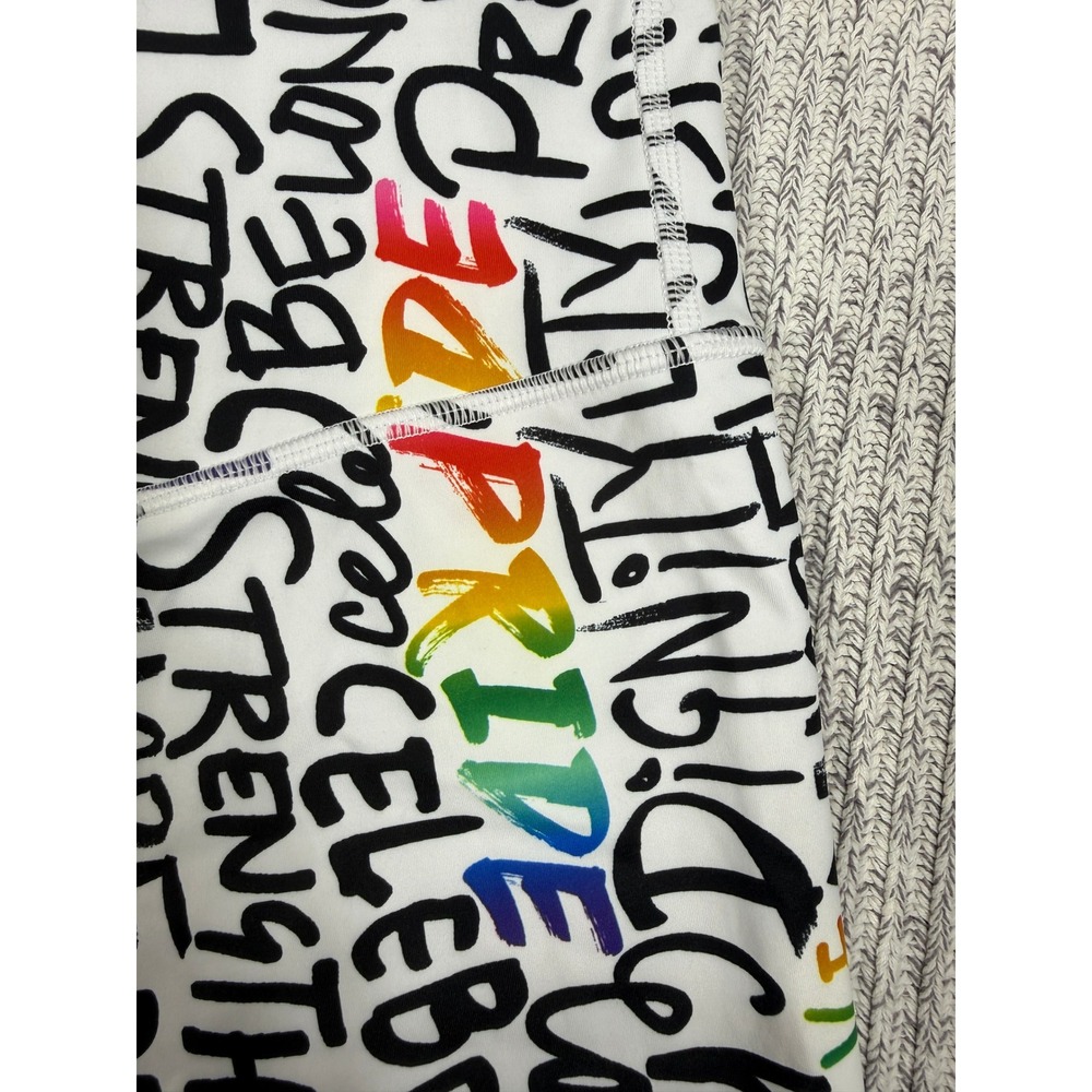 Athleta Pride Elation Train Short Womens Medium White Multicolor Graffiti Print - Picture 4 of 12